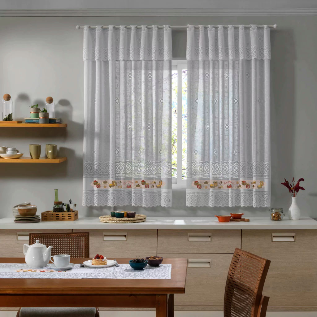 Cortina Valência 2,00m x 1,50m - Branco Picnic - Interlar