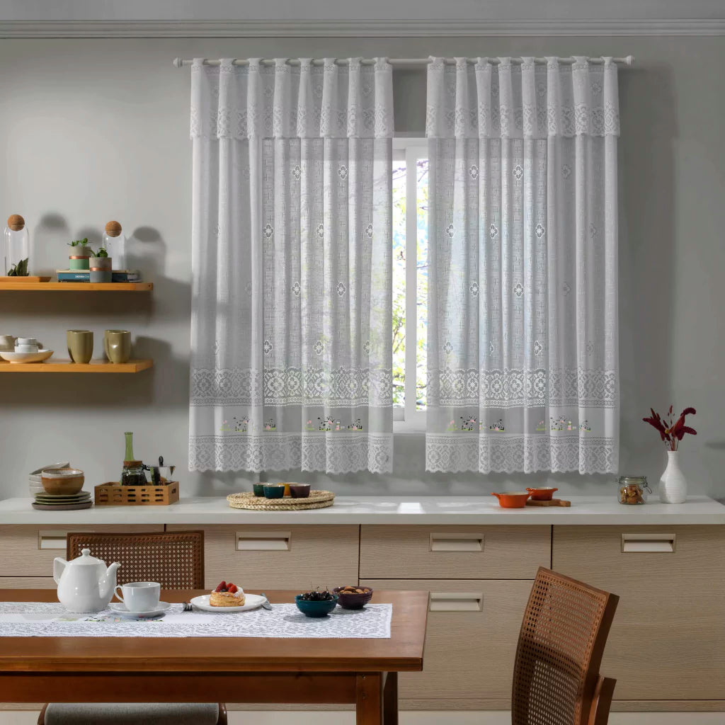 Cortina Valência 2,00 x 1,20 - Branco Vaquinha - Interlar