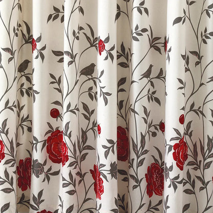 Cortina Translúcida Tais 3,00m x 2,50m - Floral Vermelha -  Döhler