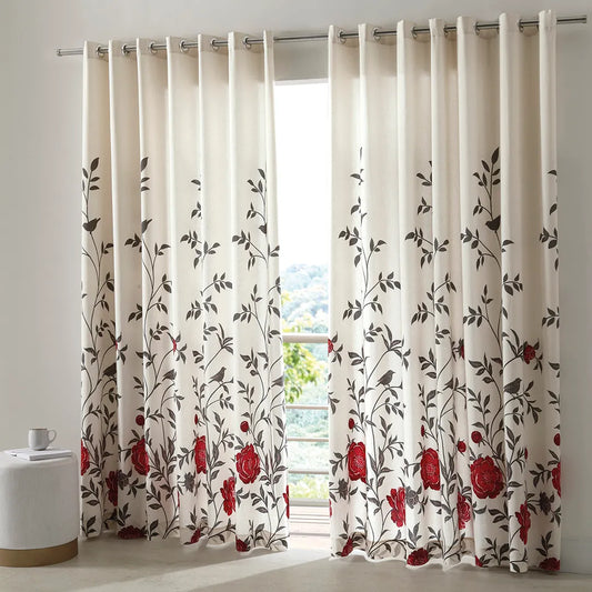 Cortina Translúcida Tais 2,00m x 1,80m - Floral Vermelha -  Döhler