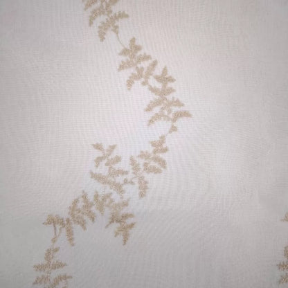 Cortina Fiorela 4,00m x 2,60m - Palha com Bordado Dourado -  M&C Cortinas