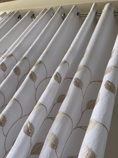 Cortina Maria Flor 4,00m x 2,60m - Folhagem Dourada - M&C Cortinas