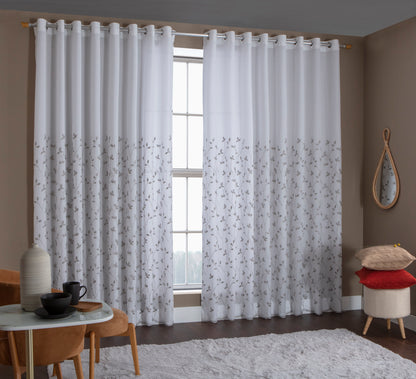 Cortina Maria Flor 4,00m x 2,60m - Folhagem Dourada - M&C Cortinas