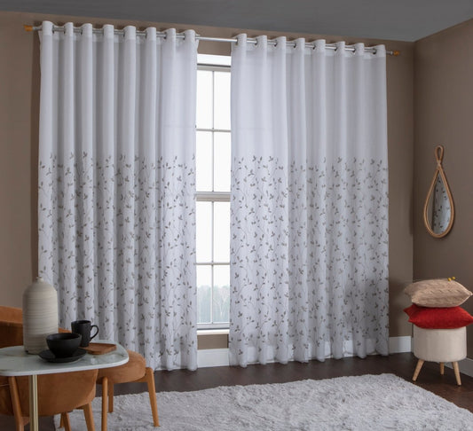Cortina Maria Flor 4,00m x 2,60m - Folhagem Dourada - M&C Cortinas - Ms Tapeçaria