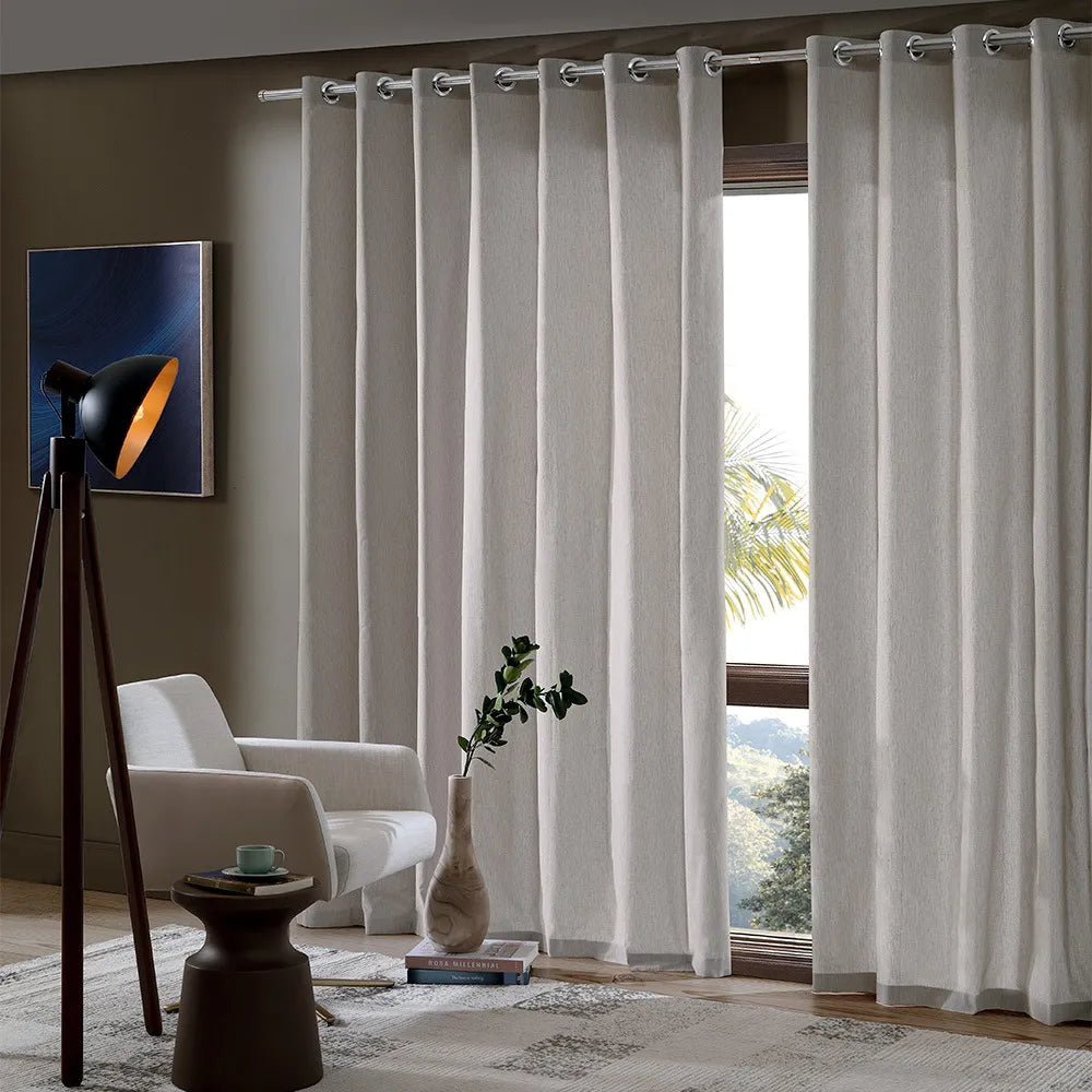 Cortina Rustica Fenícia Efeito Linho 4,20m x 2,50m - Areia - Bella Janela - Ms Tapeçaria