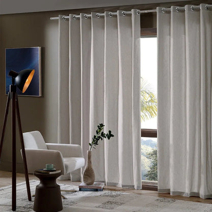 Cortina Rustica Fenícia Efeito Linho 4,20m x 2,50m - Areia - Bella Janela - Ms Tapeçaria
