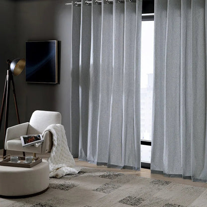 Cortina Rustica Fenícia Efeito Linho 5,40m x 2,80m - Cinza - Bella Janela - Ms Tapeçaria