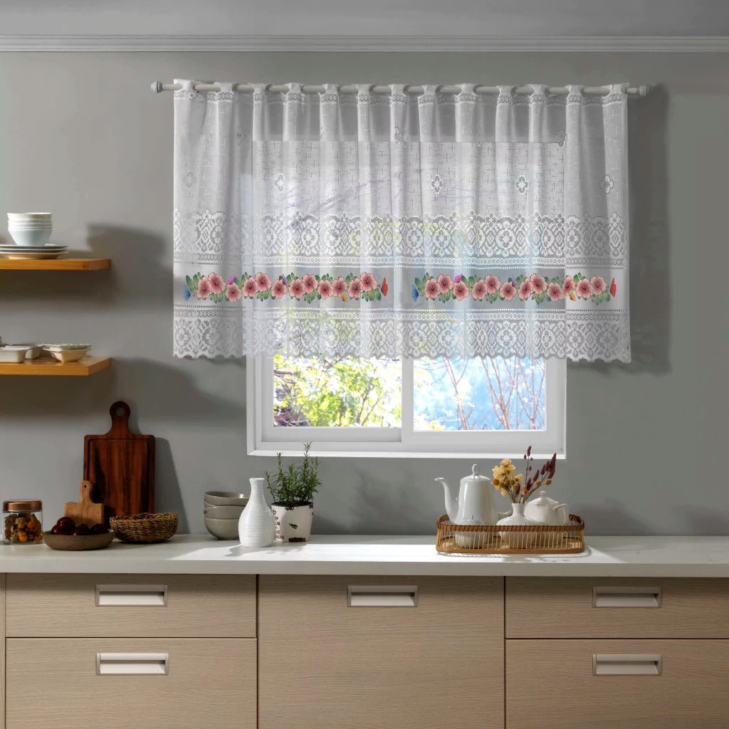 Cortina Valência 2,00 x 0,80 - Branco Hibisco - Interlar - Ms Tapeçaria