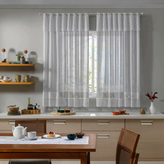 Cortina Valência 2,00 x 1,20 - Branco Vaquinha - Interlar