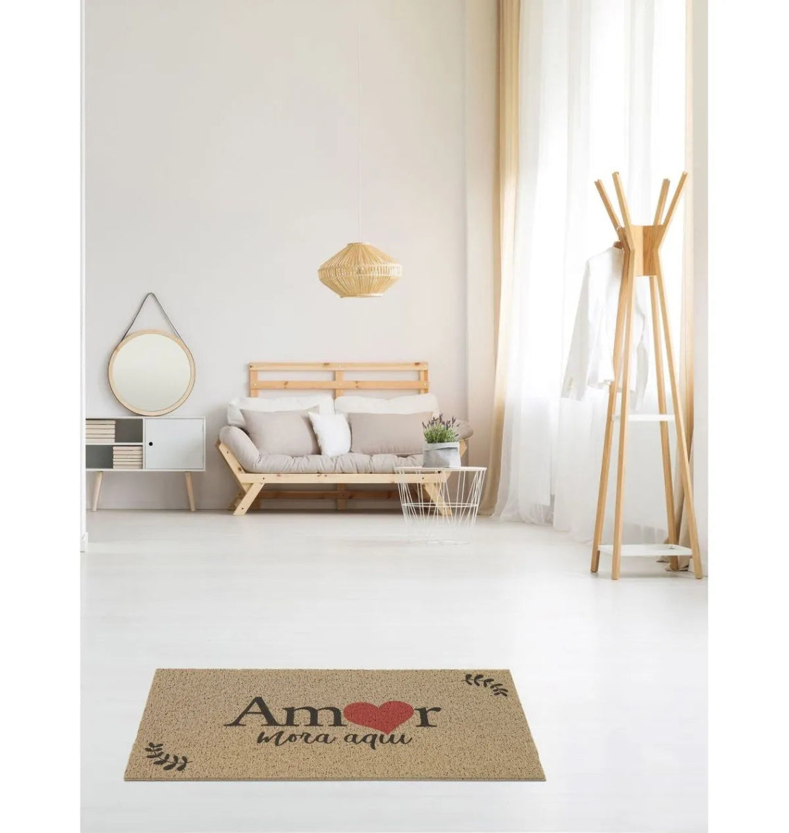 Tapete Capacho Vinil 40cm x 75cm - Amor Mora Aqui - Kapazi - Ms Tapeçaria
