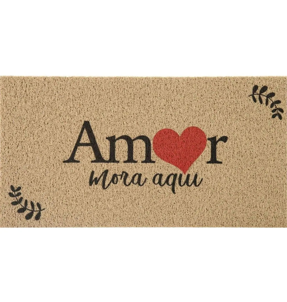 Tapete Capacho Vinil 40cm x 75cm - Amor Mora Aqui - Kapazi - Ms Tapeçaria